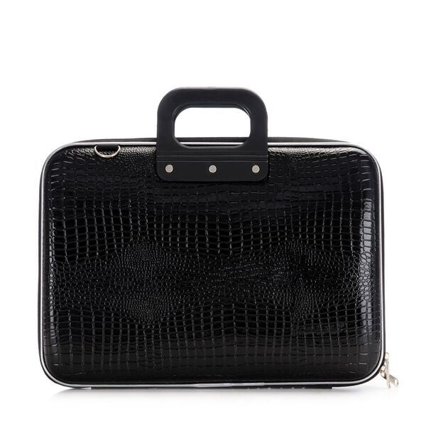 BOLSO 15 SHINY CROC COLOR NEGRO